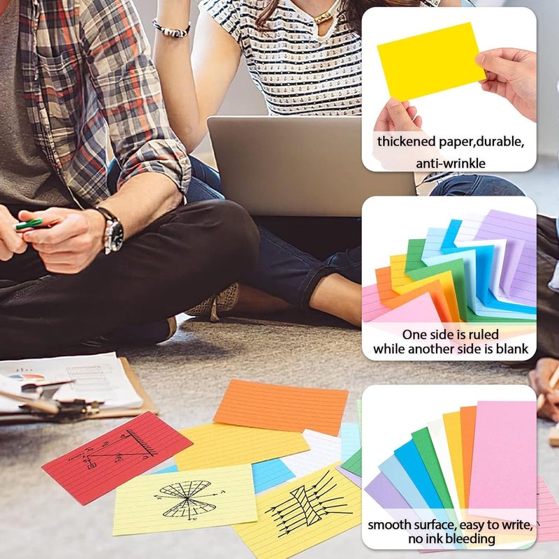 HEYPLACE 300PCS Index Cards 3x5, Colored Ruled Index Cards for Back to School, Heavy Notecards for Studying Learning Taking Notes School College Office Supplies, 8 Colors - Image 5