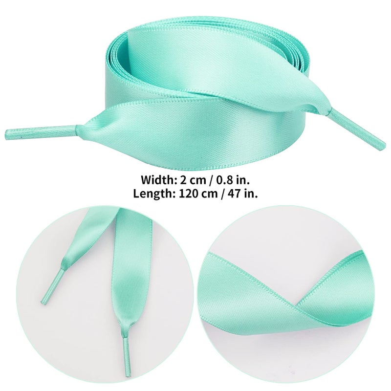Marrywindix 12 Pairs 47" Flat Satin Ribbon Shoelaces Colorful Silk Shoestrings Wide Shoe Laces for Sneakers Skate Shoes Boots Sport Shoes (12 Colors) - Image 2