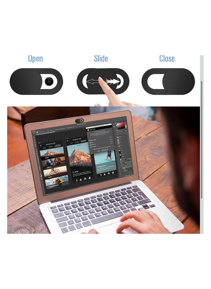 CleanWave - The Pure Effect [8 Pack] Ultra-Thin Webcam Cover Slide – 0.022in Privacy Protector for Laptop, MacBook, iPhone, iPad, PC & More – Sleek Camera Blocker for Online Security - BLACK  - Image 5
