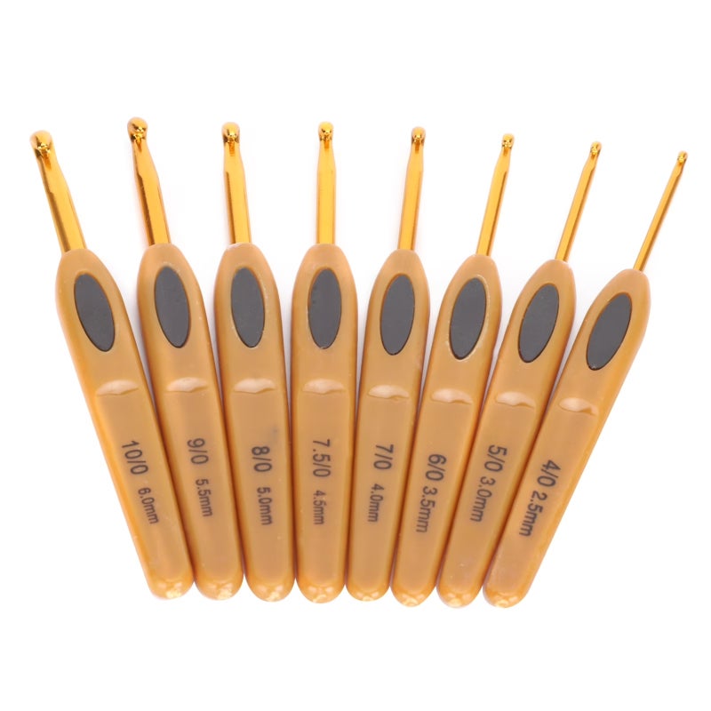 Ergonomic Crochet Hooks 8 Sizes Coffee Soft Grip Set Reduce Hand Cramps Smooth Glide Crochet Hook Kit for Beginners Crochet Projects - Image 4