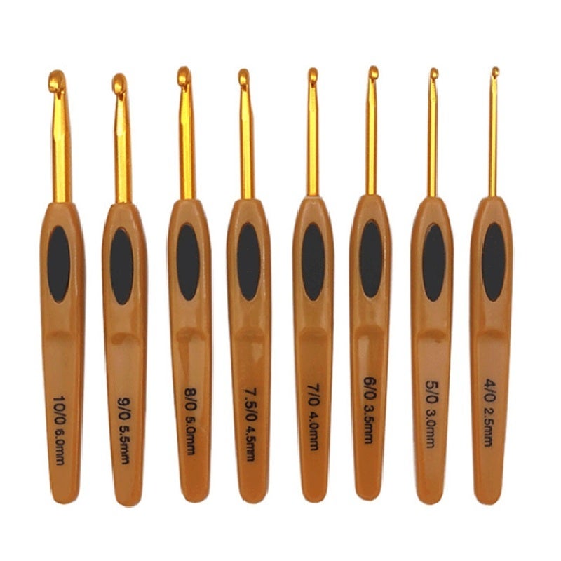 Ergonomic Crochet Hooks 8 Sizes Coffee Soft Grip Set Reduce Hand Cramps Smooth Glide Crochet Hook Kit for Beginners Crochet Projects - Image 1
