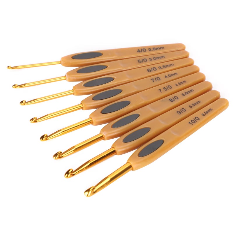 Ergonomic Crochet Hooks 8 Sizes Coffee Soft Grip Set Reduce Hand Cramps Smooth Glide Crochet Hook Kit for Beginners Crochet Projects - Image 3