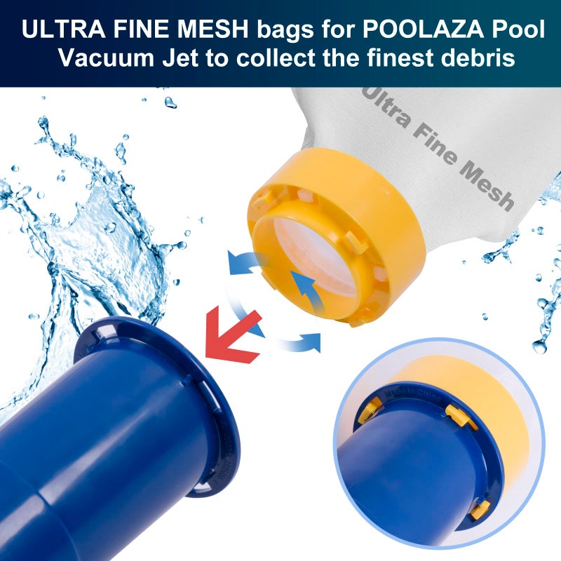 POOLAZA Pool Vacuum Bag Replacement for POOLAZA Pool Vacuum Jet Cleaner T3310 Series (1 Standard Mesh, 1 Fine Mesh) - Image 2