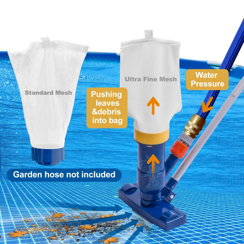 POOLAZA Pool Vacuum Bag Replacement for POOLAZA Pool Vacuum Jet Cleaner T3310 Series (1 Standard Mesh, 1 Fine Mesh) - Image 4