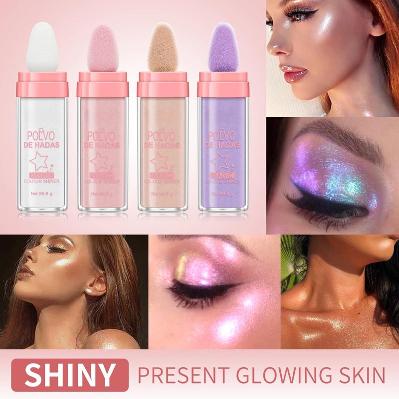 URQT Polvo De Hadas Fairy Dust Highlight Patting Powder - Full Body Contouring and Clavicle Pearlescent Patting Powder for Face and Eye, Christmas Sparkling Body Glitter (#03 Golden Brown) - Image 3