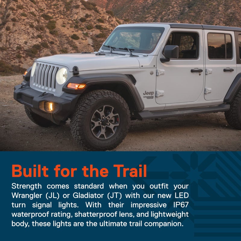 ONLINE LED STORE TRUE MODS Front Fender LED Side Marker Light Replacement for Jeep 2018+ Wrangler JL Gladiator JT [Amber Lens] [Plug-n-Play] Waterproof Turn Signal Parking Corner Light Accessories - Image 3