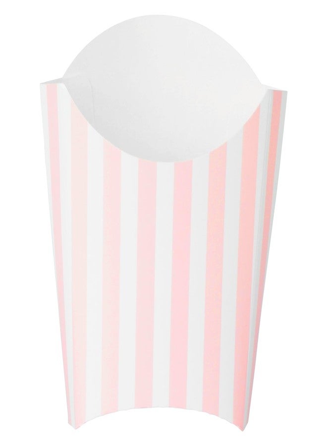 Restaurantware Bio Tek 3.9 x 2.6 x 3.5 Inch French Fry Cup 100 Disposable Snack Cups - Stackable Sustainable Pink And White Paper 2 Ounce Fry Holder For Fries Onion Rings Popcorn or Cookies - Image 2