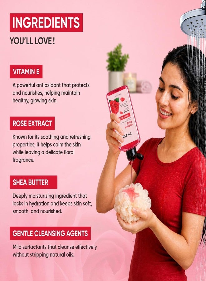 Twasa Garden Rose Body Wash with Rose Extract, Vitamin E & Shea Butter | Hydrating & Moisturizing Body Gel Wash for Skin Softening & Nourishing | Gentle Deep Cleansing Shower Gel for Men & Women | 245ml - Image 3