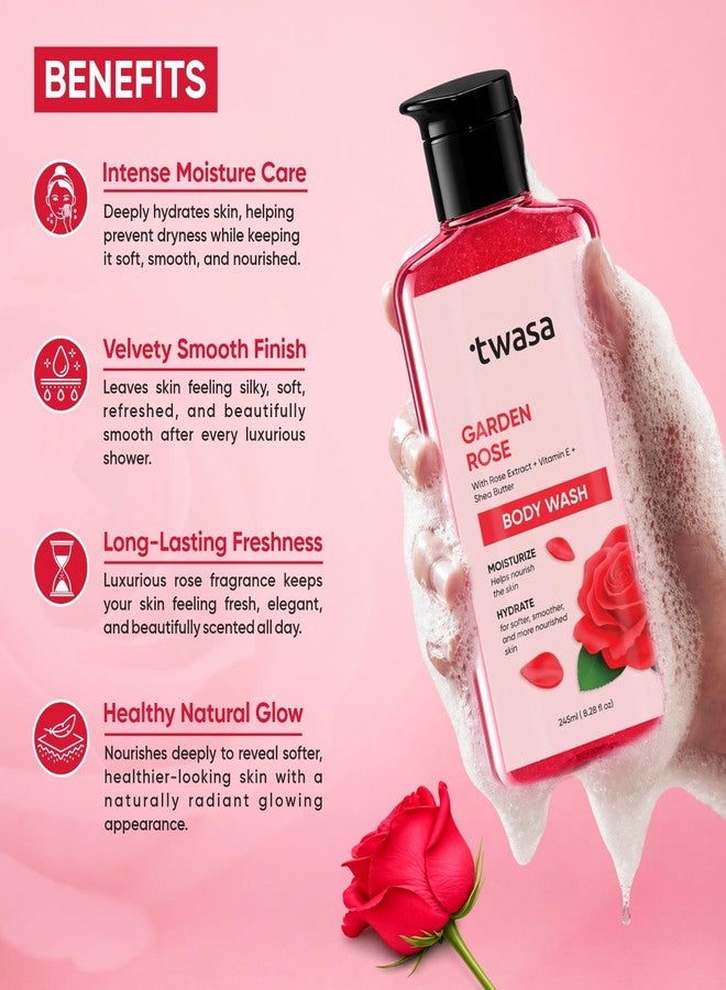 Twasa Garden Rose Body Wash with Rose Extract, Vitamin E & Shea Butter | Hydrating & Moisturizing Body Gel Wash for Skin Softening & Nourishing | Gentle Deep Cleansing Shower Gel for Men & Women | 245ml - Image 4