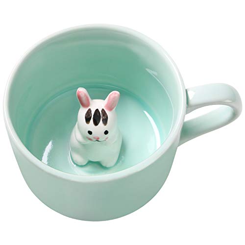 Lemon Park Surprise 3D Coffee Mug Animal Inside 8 oz with BunnyCute Cartoon Handmade Ceramics CupChristmas Birthday Surprise for Friends Family or Kids Bunny