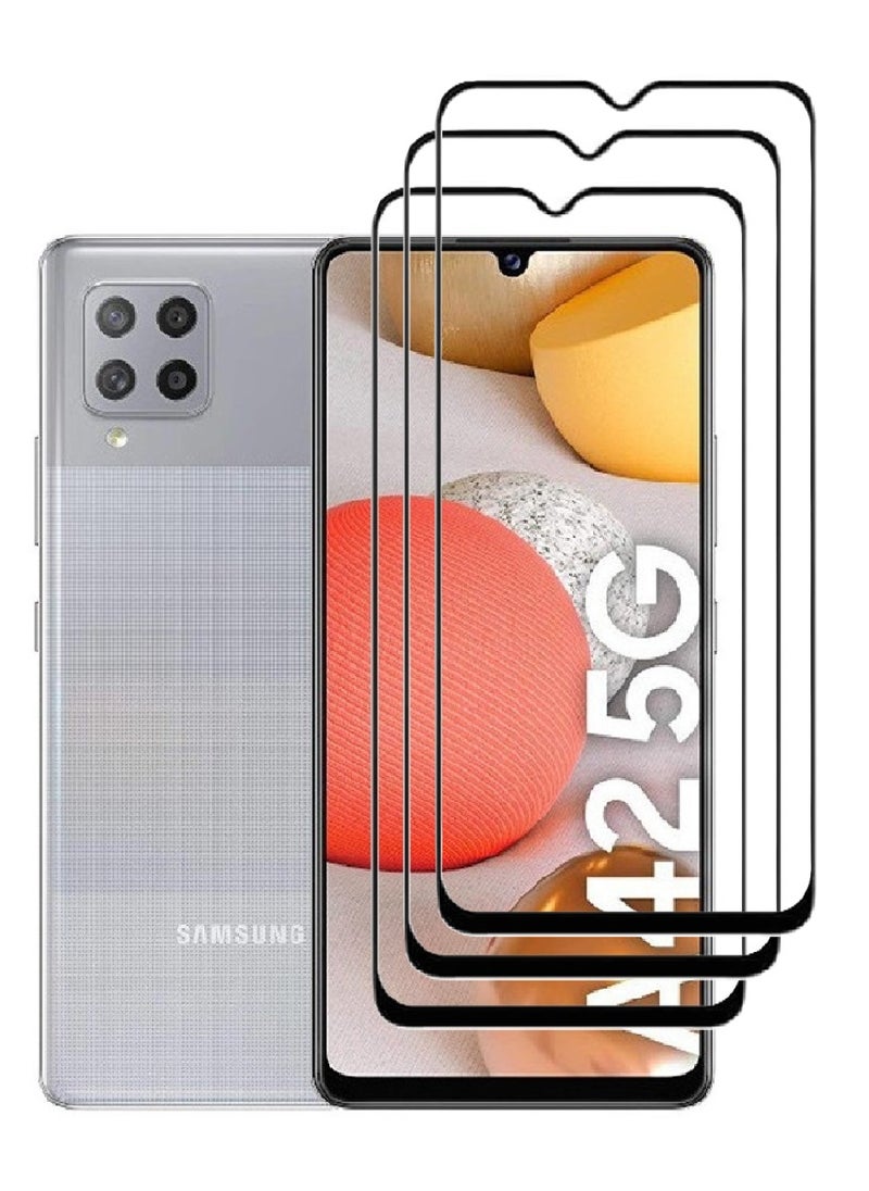 AINA 3 Pieces Tempered Glass Screen Protector 5D Designed For Samsung Galaxy A42 5G Full Glue Edge to Edge Full Screen Coverage And Bubble Free - Image 1