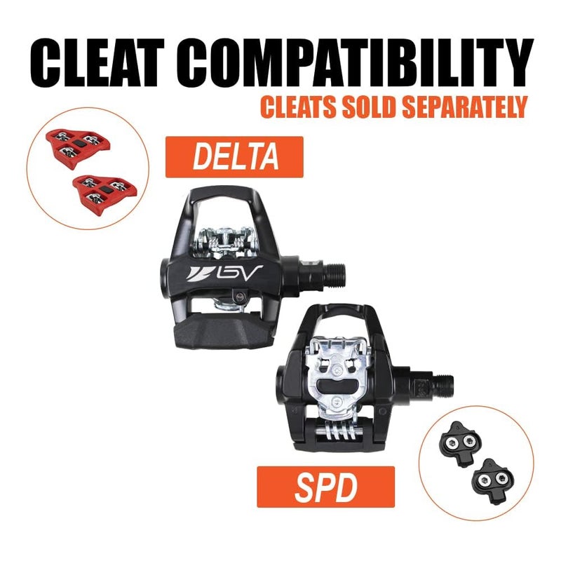 BV Bike 9/16'' Dual Pedals Compatible with Both Shimano SPD and Look Delta- MTB/Spin/Indoor/Exercise Bike Pedals Compatible with Peloton - Image 2