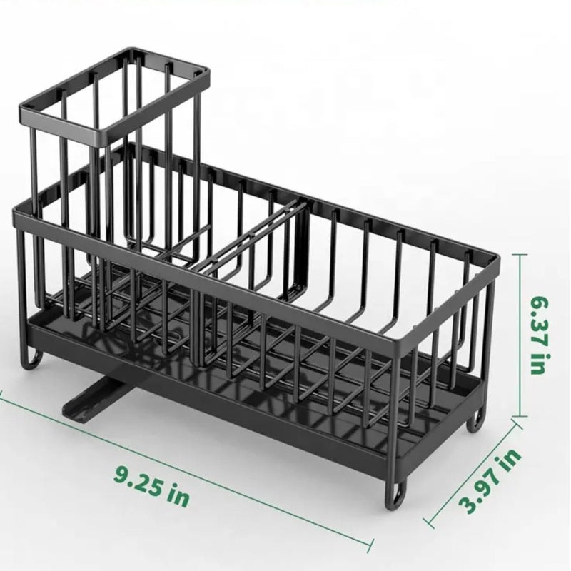 TASMAX Kitchen Dish Wash Holder - Sink Soap Stand With Rack, Brush & Sponge Holder, Drain Tray - Image 3