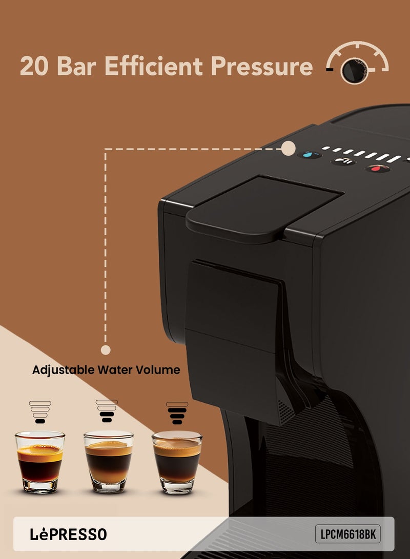ليبرسو ماكينة قهوة تريزا متعددة الكبسولات مع خزان مياه سعة 1 لتر وإيقاف تلقائي 1350 واط / ضغط مضخة 20 بر / ماكينة قهوة كبسولات / ماكينة قهوة - أسود - Image 5