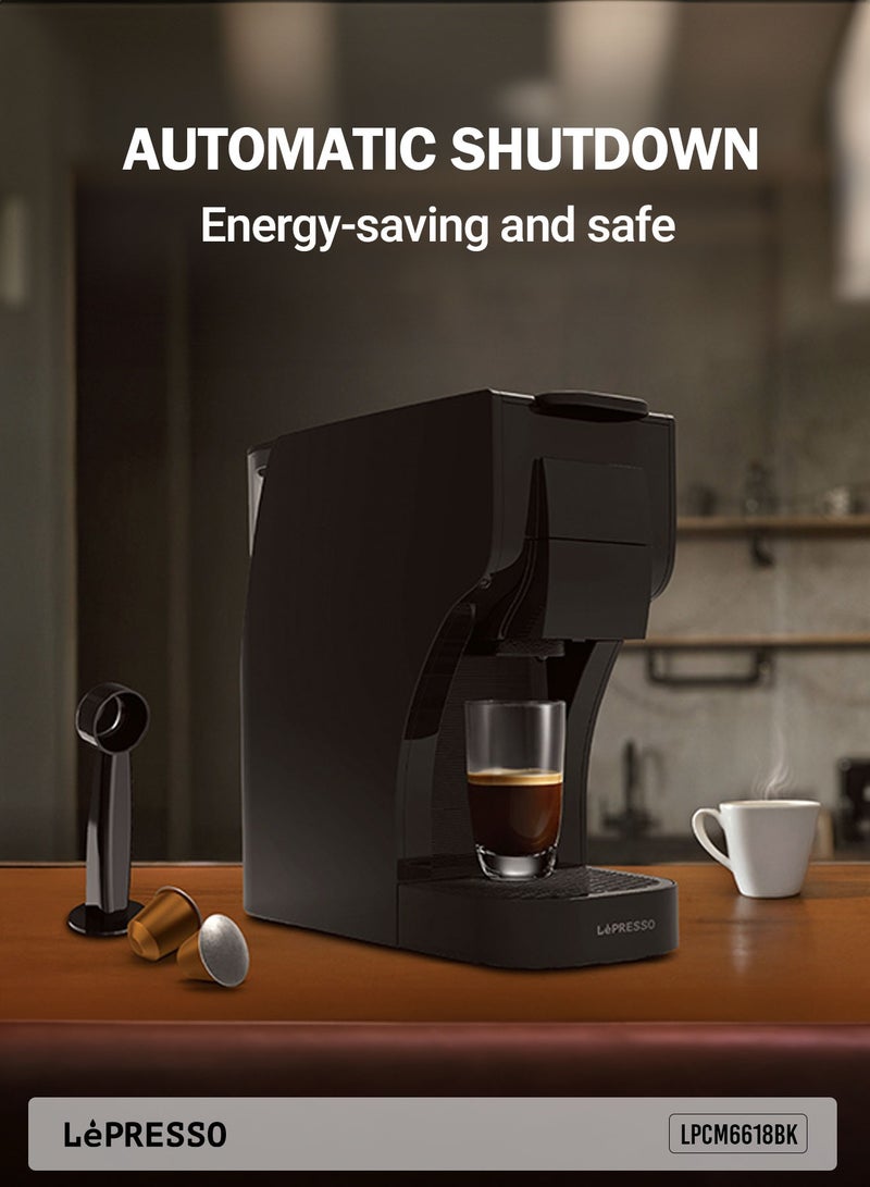 LePRESSO Trezza Multi-Capsule Coffee Maker with 1L Water Tank / 20 Bar Pump Pressure / 1350W Coffee Machine Compatible with Nespresso Capsule and Dolce Gusto Capsule / Automatic Shutdown / Capsule Coffee Machine - Black - Image 4