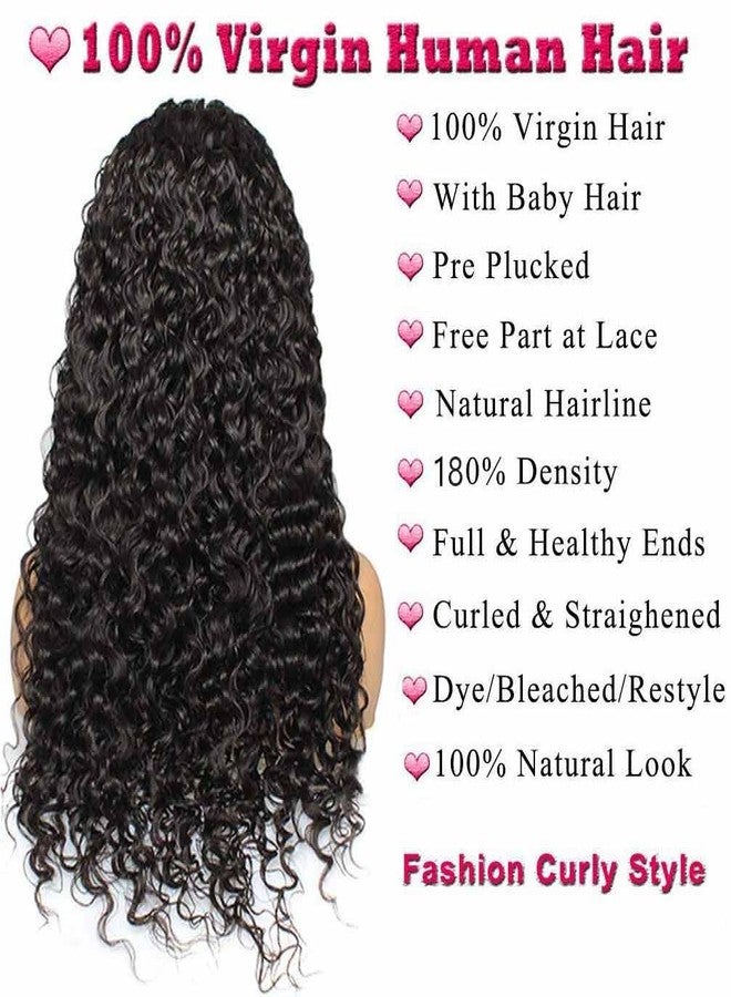 WPPIKK 13x4 Lace Front Wigs Human Hair Pre Plucked 180 Density Brazilian Wet and Wavy Human Hair Wigs for Black Women Glueless Curly Lace Frontal Wig Natural Color (10 Inch) - Image 3