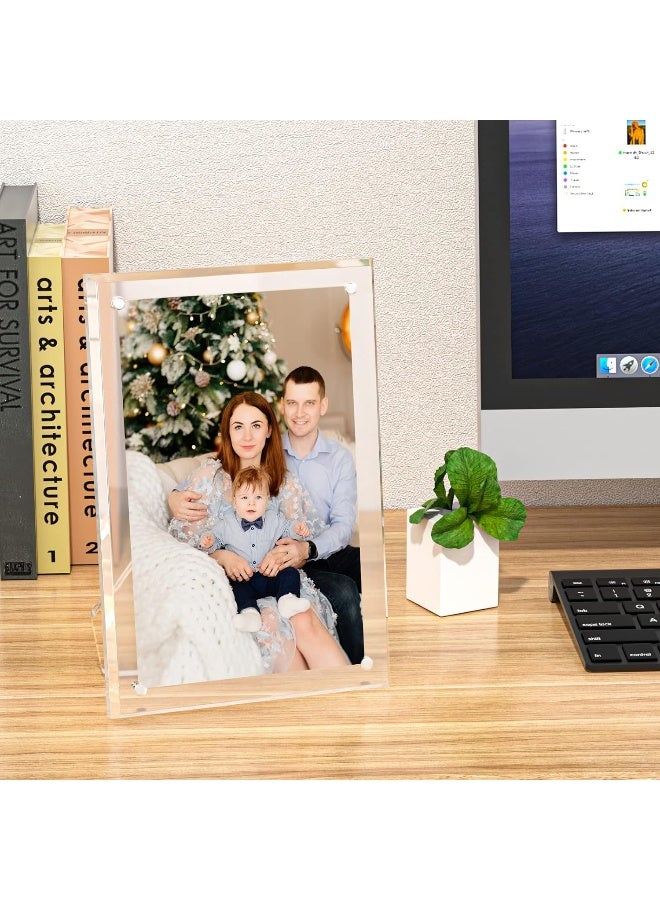 NIUBEE NIUBEE 4x6 Picture Frame Acrylic Clear Photo Frame with Magnets for Tabletop Display 2 Pack  - Image 2