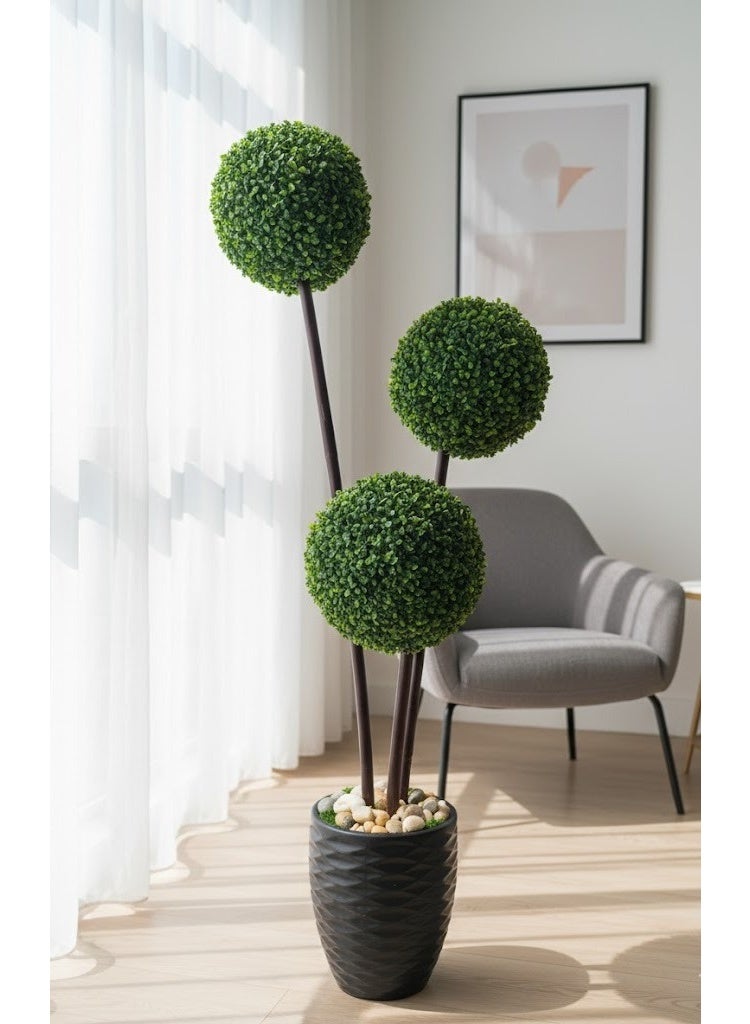 Artificial decorative plant with ablack pot