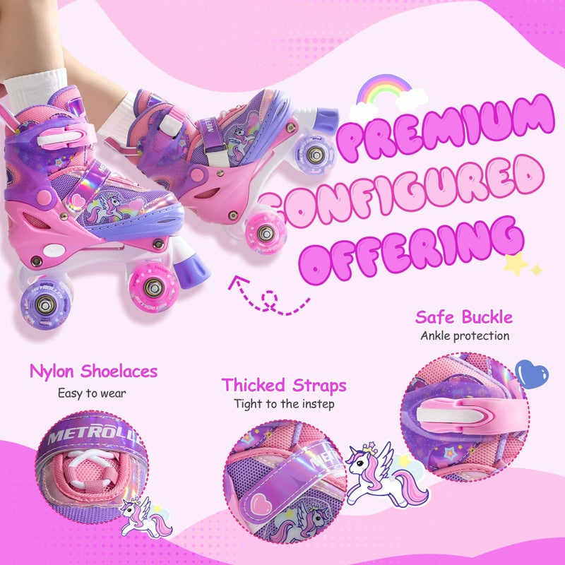 METROLLER Kids Roller Skates Girls Ages 4-6 5-8 8-12 Adjustable Toddler Roller Skates Shining Wheels Little Unicorn Sports Outdoors - Image 5