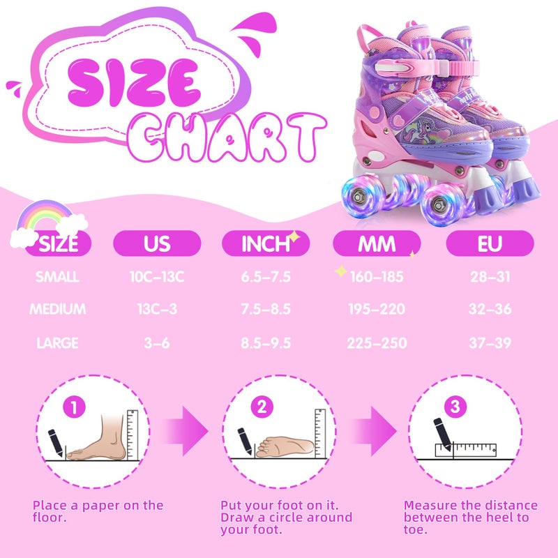 METROLLER Kids Roller Skates Girls Ages 4-6 5-8 8-12 Adjustable Toddler Roller Skates Shining Wheels Little Unicorn Sports Outdoors - Image 4