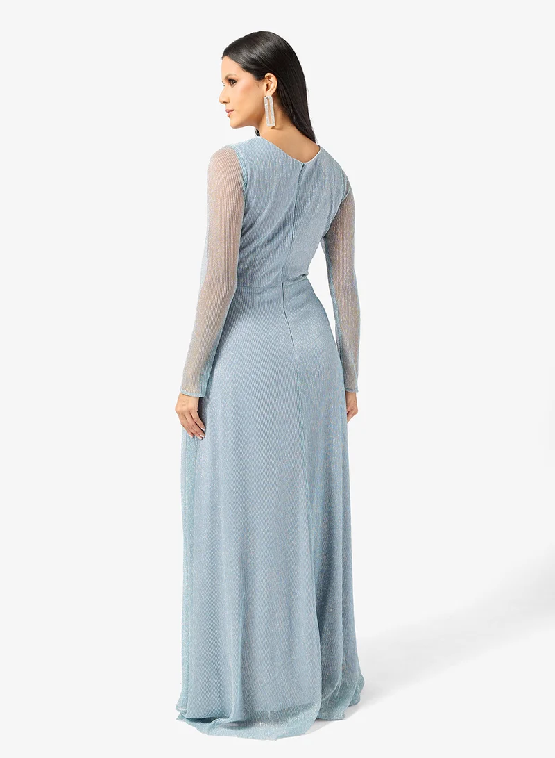 Namshi x Metallic Draped Evening Dress