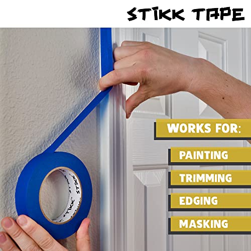 STIKK Painters Tape - 3pk Yellow Painter Tape - 1 inch x 60 Yards - Paint Tape for Painting, Edges, Trim, Ceilings - Masking Tape for DIY Paint Projects - Residue-Free Painting Tape - Image 4