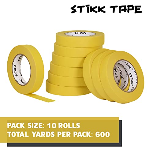 STIKK Painters Tape - 3pk Yellow Painter Tape - 1 inch x 60 Yards - Paint Tape for Painting, Edges, Trim, Ceilings - Masking Tape for DIY Paint Projects - Residue-Free Painting Tape - Image 3