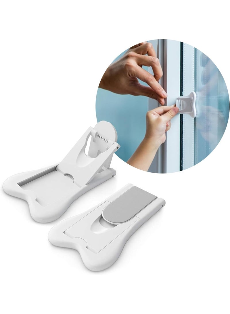 Bukela Sliding Door Lock for Child Safety, Baby Proof Doors & Closets, Childproof Your Home with No Screws or Drills by (Set of 2, White) - Image 1