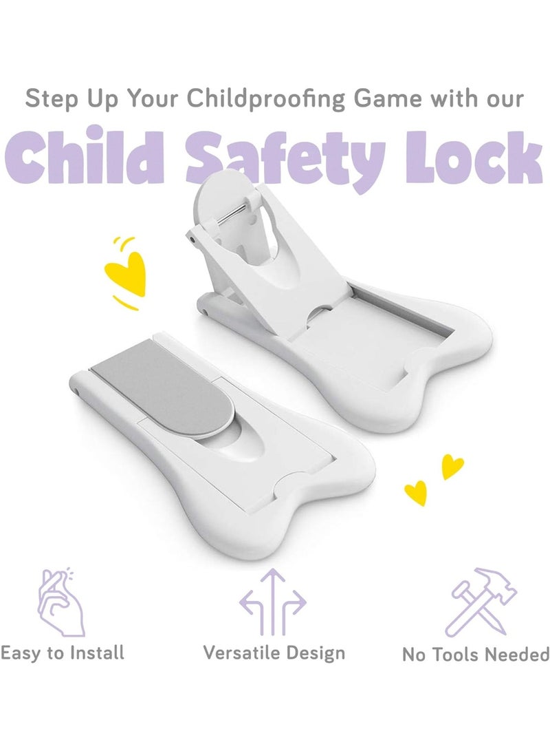 Bukela Sliding Door Lock for Child Safety, Baby Proof Doors & Closets, Childproof Your Home with No Screws or Drills by (Set of 2, White) - Image 2