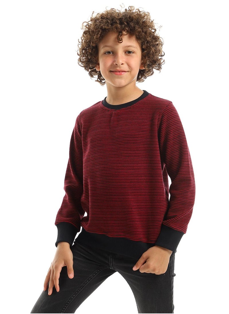 Caesar - Unisex Striped Round Sweatshirt - Image 1