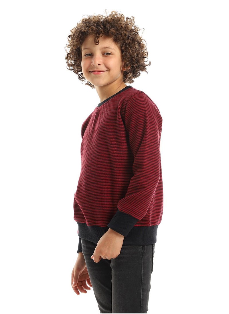 Caesar - Unisex Striped Round Sweatshirt - Image 1