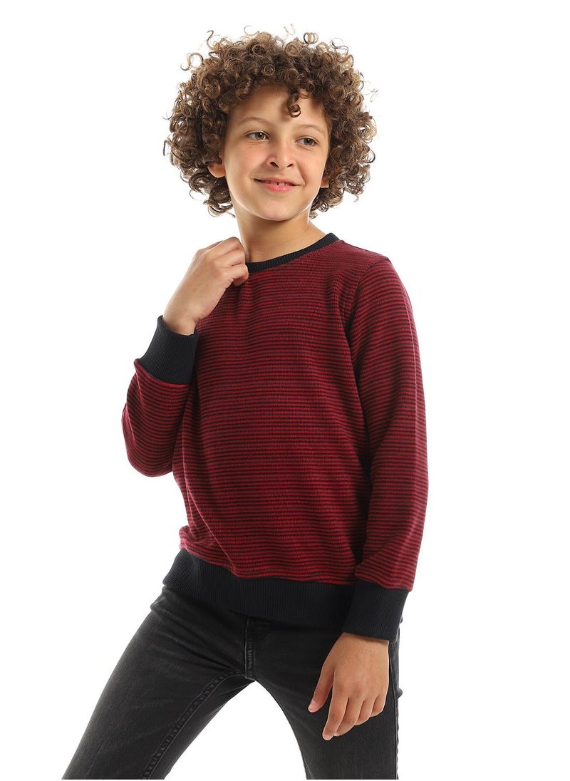 Caesar - Unisex Striped Round Sweatshirt - Image 1