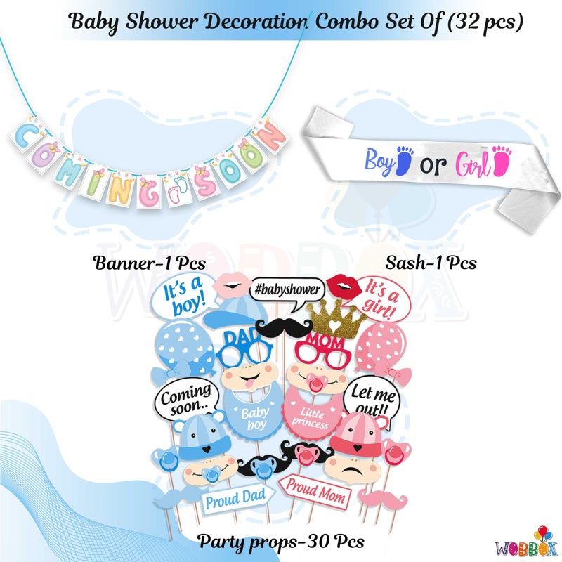 Wobbox Baby Shower Decoration Items| Baby Shower Ceremony Photo Booth Props for Photoshoot, Baby Shower Banner& Mom to Be Sash, Godh Bharai Ceremony Decoration Kit-(FP4718) - Image 2