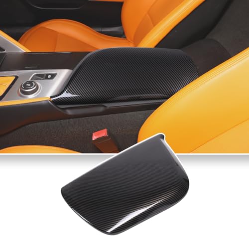 Qiosreui Center Console Armrest Cover for Chevy Corvette C7 2014-2019, Armrest Box Panel Trim, Armrest Arm Rest Cap Cover, Console Lid Cover, Armrest Container Cushion Protector Accessories, ABS (Carbon Fiber) - Image 1