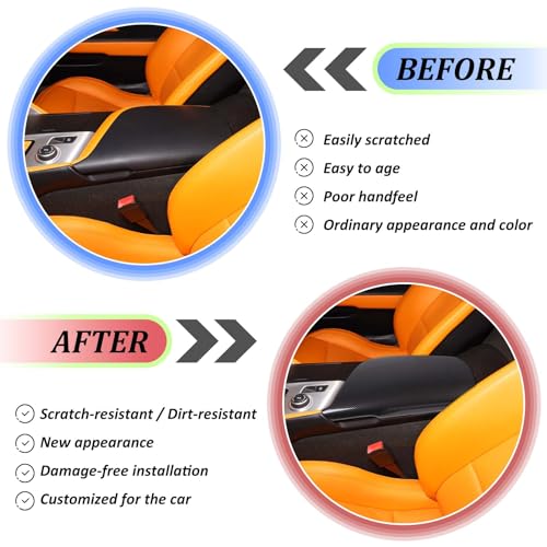 Qiosreui Center Console Armrest Cover for Chevy Corvette C7 2014-2019, Armrest Box Panel Trim, Armrest Arm Rest Cap Cover, Console Lid Cover, Armrest Container Cushion Protector Accessories, ABS (Carbon Fiber) - Image 3