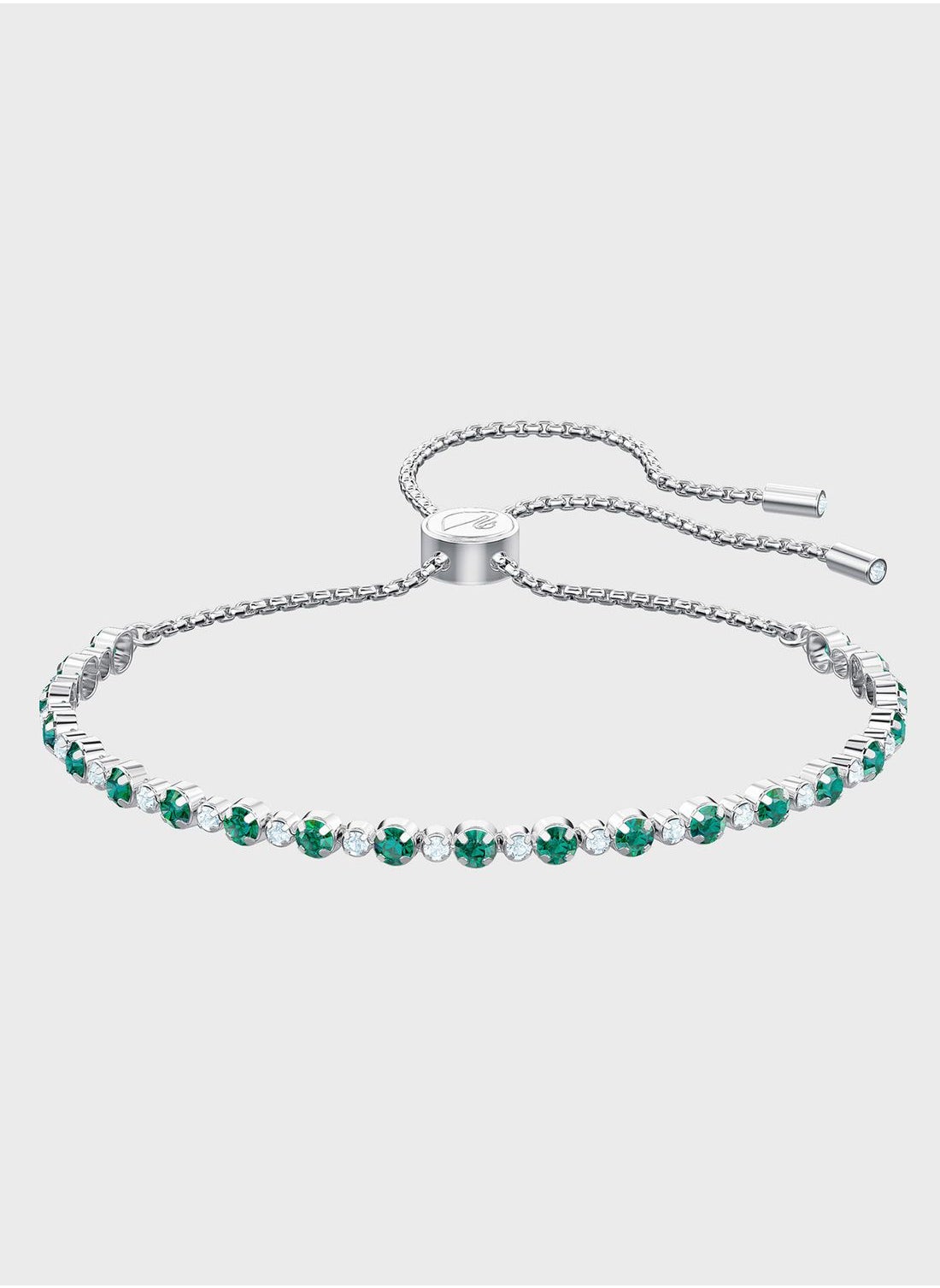 Buy Swarovski Silver-Green Subtle Trilogy Bracelet for Women in