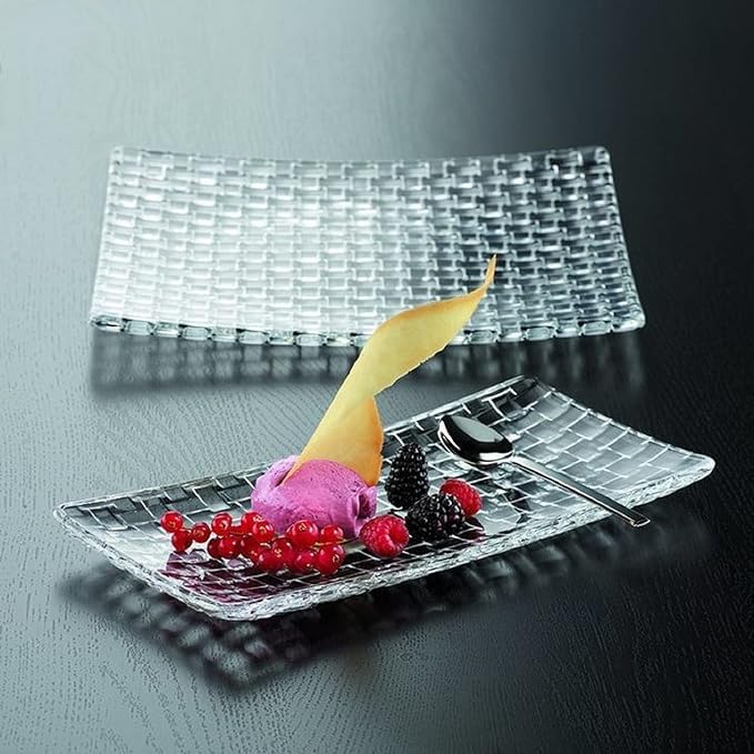 Mivana Glass Serving Plate Set of 1 pcs Flower Decorative 11 inch Crystal Clear Glass Plate- Dry Fruits Sweets Chocolate Snack Plate for Dining,Catering Event,Parties,Wedding Dinner Plate (MV-04) - Image 2