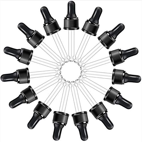YGDZ Droppers for Essential Oils 15 Pack 15ml 12 Ounce Glass Eye Dropper Tops  Fit for DoTerra Young Living 15ml Essential Oil Bottles
