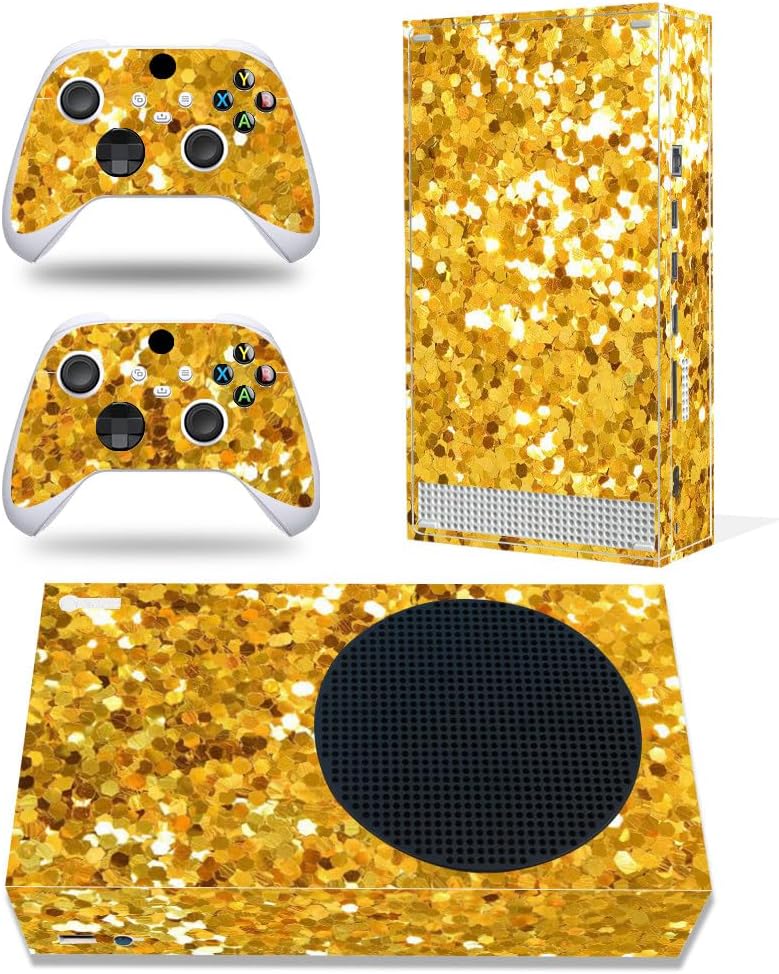 Asokex ملصقات Xbox Series S غلاف كامل من الفينيل واقي لجهاز Microsoft Xbox Series S ووحدات التحكم (سلسلة S ذهبية) - Image 1
