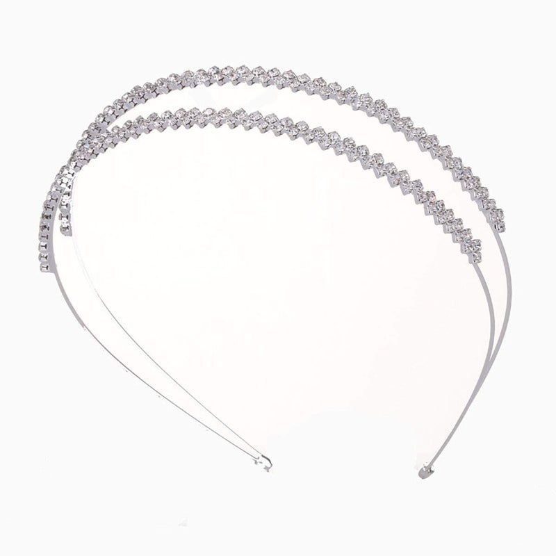 Fashion Shining Double Row Irregular Inlay Rhinestone Headband Wedding Bride Bridesmaids Headdress Hair Accessories for Women