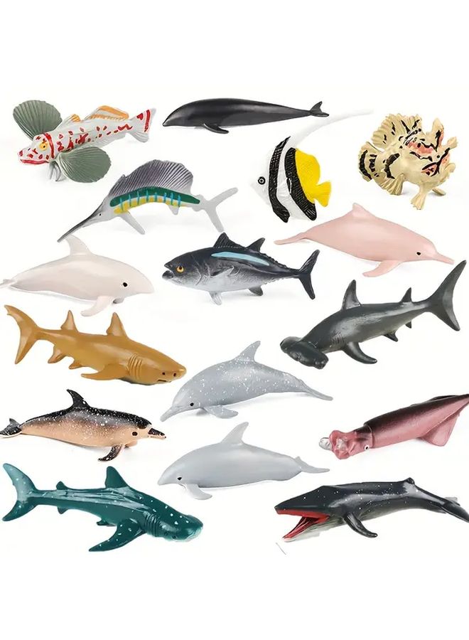 16PCS Deep Sea Fish Pack Marine Life Model Set For Aquarium Decorations - Image 2