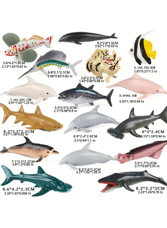 16PCS Deep Sea Fish Pack Marine Life Model Set For Aquarium Decorations - Image 3