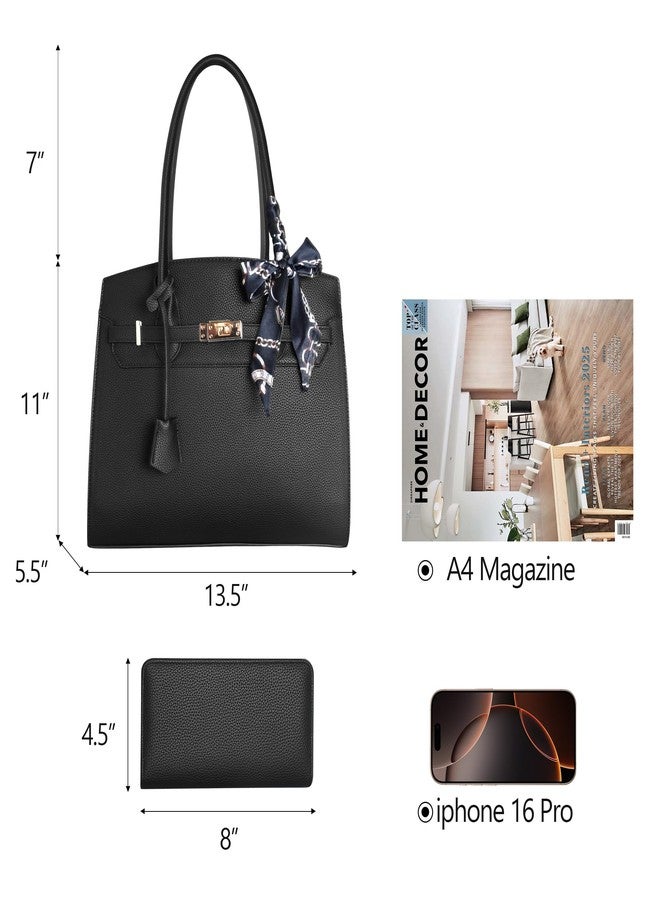 Nymera Designer Classic Top Handbags For women, Shoulder Purses For Ladies, Adjustable Strap Work Satchel with Wallet, BLACK - Image 5