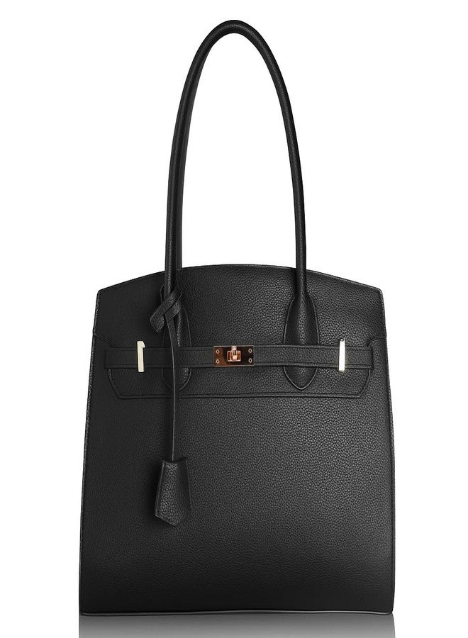 Nymera Designer Classic Top Handbags For women, Shoulder Purses For Ladies, Adjustable Strap Work Satchel with Wallet, BLACK - Image 2