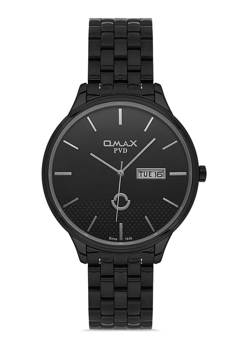 OMAX - Omax Men's Luxury Wristwatch, Watches for Men, Stainless Watches, Silver Steel Band, Black Date & Time Dial, Waterproof Watch, 1 Year Warranty - Image 1