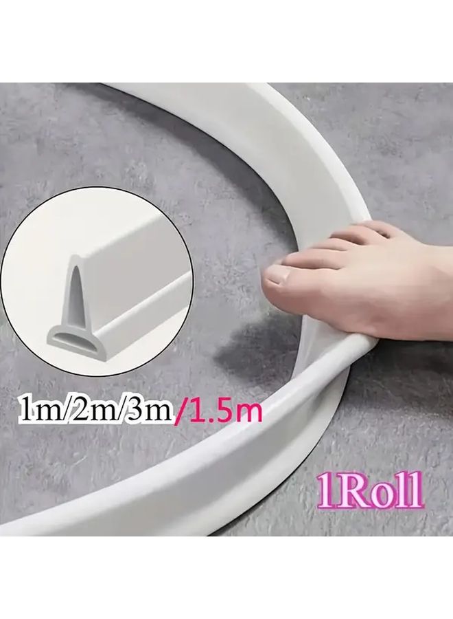 Foldable White Silicone Shower Water Barrier 3m Keeps Bathroom Countertop Dry - Image 1
