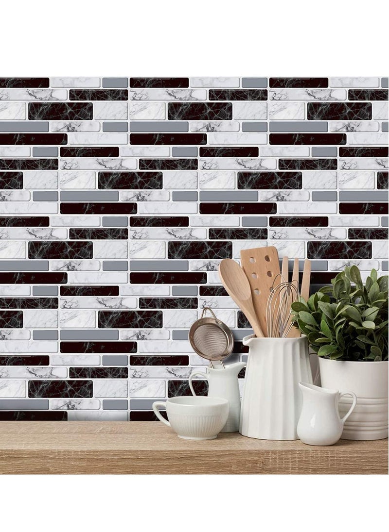Generic - Peel and Stick Wall Tile Stickers for Kitchen Bathroom Black White Marble Style Self Adhesive Backsplash Home Decor 27pcs/Set 10 x 20cm - Image 1