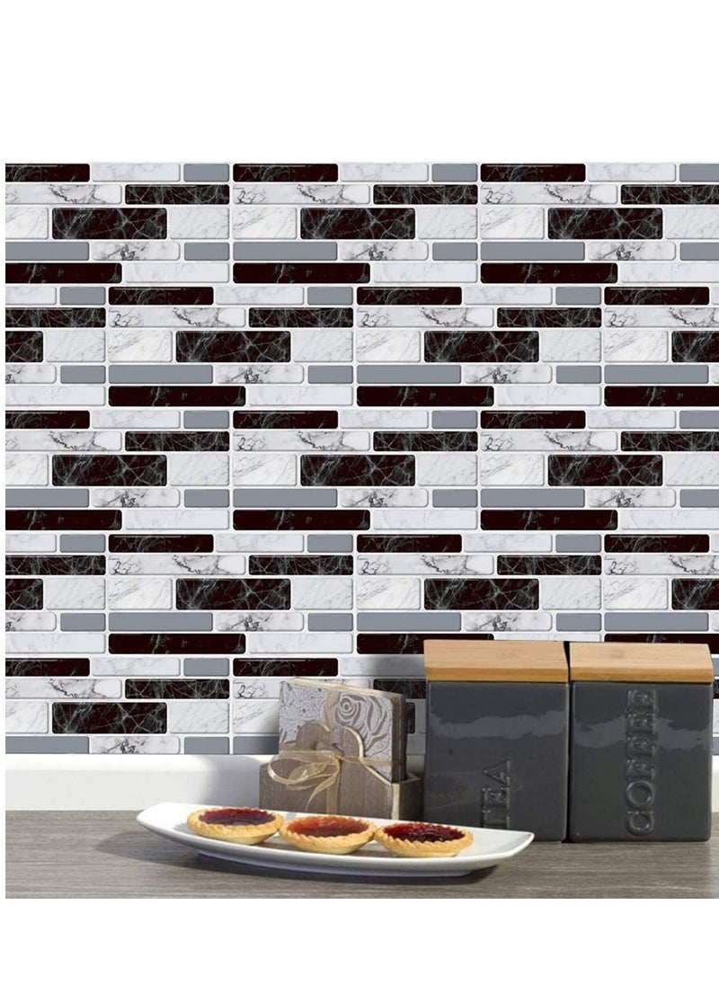 Generic - Peel and Stick Wall Tile Stickers for Kitchen Bathroom Black White Marble Style Self Adhesive Backsplash Home Decor 27pcs/Set 10 x 20cm - Image 1