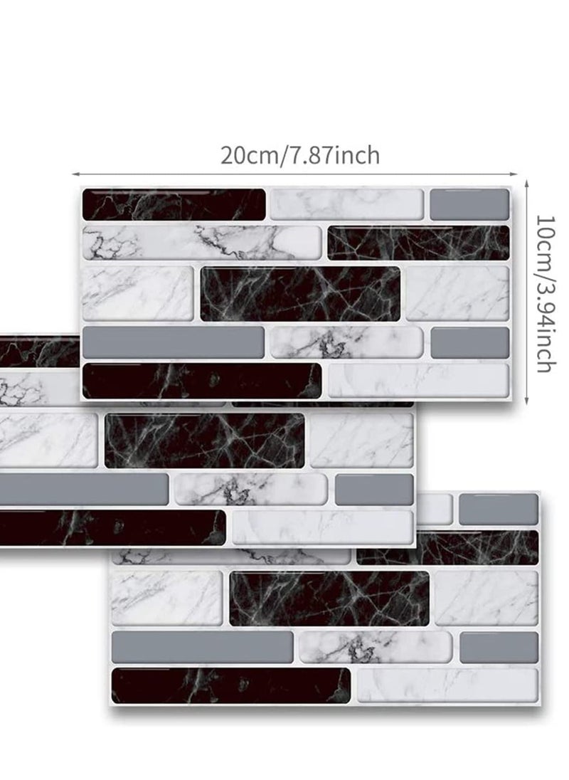 Generic - Peel and Stick Wall Tile Stickers for Kitchen Bathroom Black White Marble Style Self Adhesive Backsplash Home Decor 27pcs/Set 10 x 20cm - Image 1