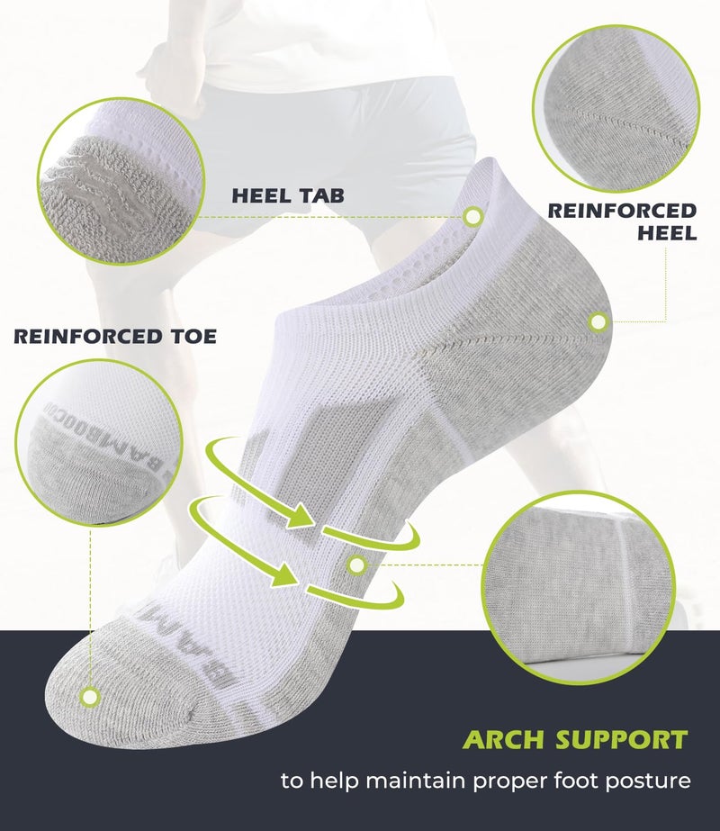 BAMBOO COOL Men's No-Show Socks Low Cut Breathable Moisture-Wicking Socks Non Slip Running Workout casual, 6 Packs - Image 2